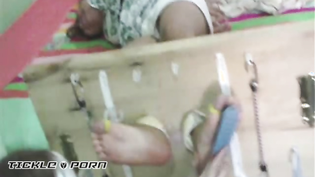 Asian Foot Tickling – Ann Gets Tickled Silly In The Stocks