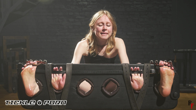 RF Studio Production - Cute Mandy in a Unique Pose For Foot And Palm Tickling in Stocks