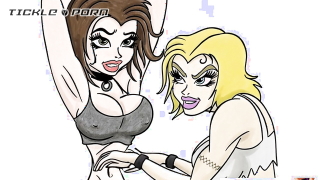 Hot Fetish Tickling: Cartoon Animated Sexy Babes Touch Armpits And Belly