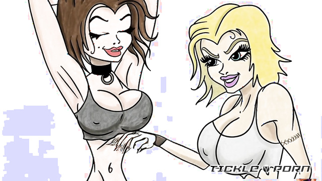 Hot Fetish Tickling: Cartoon Animated Sexy Babes Touch Armpits And Belly