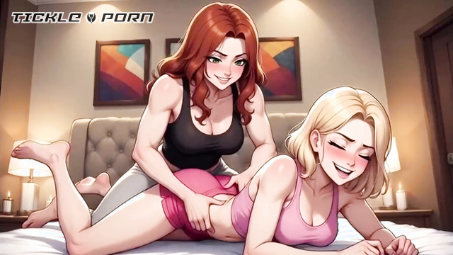 Muscular Redhead Woman Tickling Ass Of Her Blondie Naughty Girlfriend