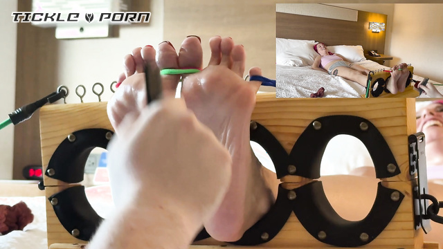 Devils Ticklish Playground - Bratty Soles Scratching Debut In Tight Tied Toes In Stocks