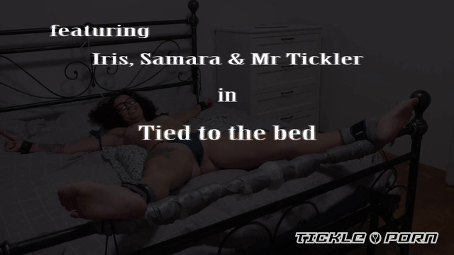 Italians Tickling - Topless Girl In Glasses Tied To The Bed Laughing In Her Sheer Panties
