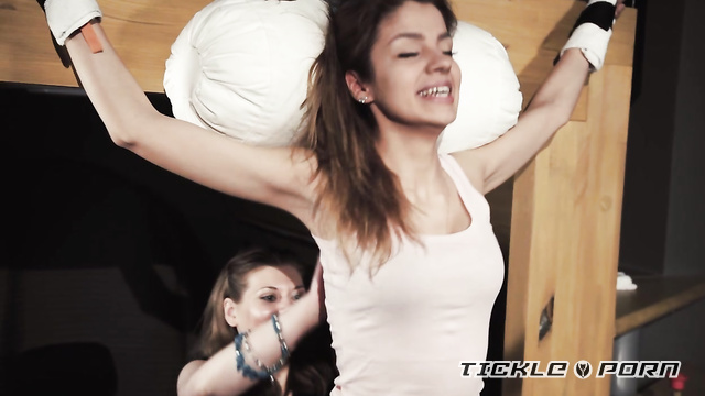 Tickle Therapy - Russian Young Miss Victoria Standup And Tickled by Anyuta