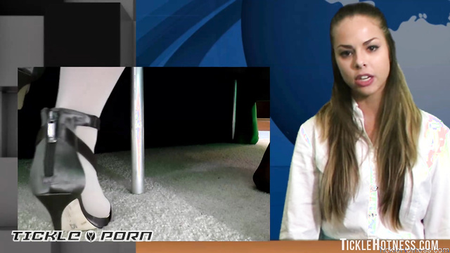 Tickle Hotness - TV News Going Wrong: Anchorwoman Isis Jones In White Nylon Part 1