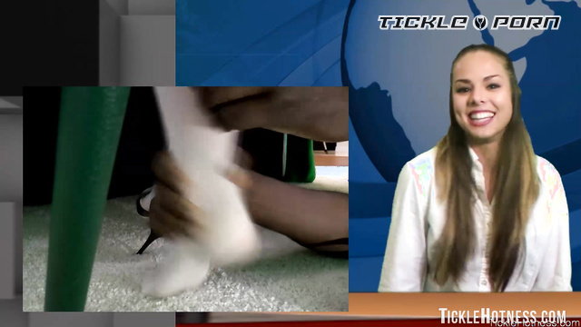 Tickle Hotness - TV News Going Wrong: Anchorwoman Isis Jones In White Nylon Part 1