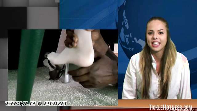 Tickle Hotness - TV News Going Wrong: Anchorwoman Isis Jones In White Nylon Part 1