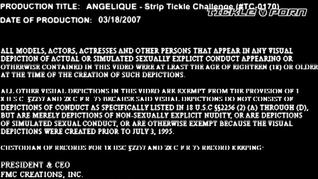 Tickle Challenge - Tall Angelique Takes Part In A Wild Strip Tickle In Bra