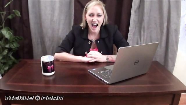 Tickle Addiction - Blonde Boss Gets Naughty Desk Tickles While Her Bare Feet Stay Trapped
