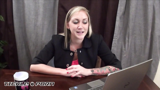Tickle Addiction - Blonde Boss Gets Naughty Desk Tickles While Her Bare Feet Stay Trapped