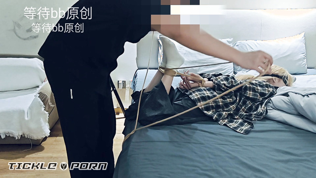 Chinese Tickling TK - Feet Tickle Pleasure for Hogtied Chinese Blonde