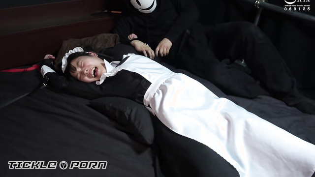 Chinese Tickling TK - Shiraishi's Sister's Black Silk Maid Outfit
