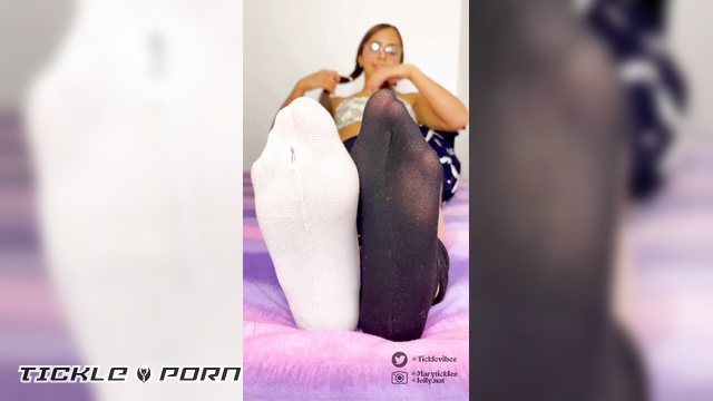 Tickle Vibes - Grey & Black Stocking Craves a Toothbrush Tickling