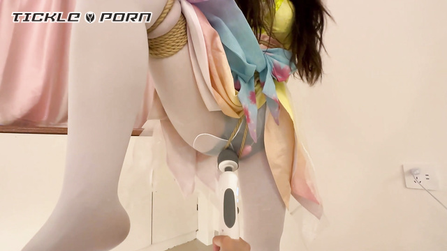 Chinese Tickling TK - Young Hot Body Wants Games With Vibrator in Pantyhose