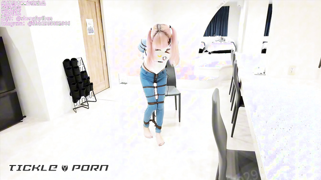 Chinese Tickling TK - Pink-Haired Cutie in Jeans with Tickling & Barefoot Fun