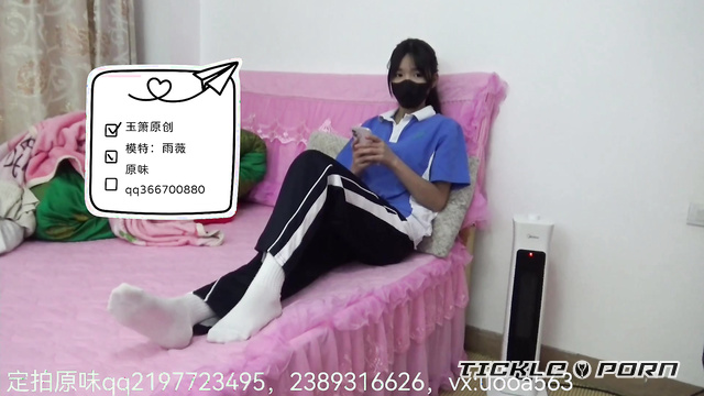 Chinese Tickling TK - Schoolgirl Home Invasion Bondage, White Socks & Ponytail