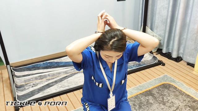 Chinese Tickling TK - Bound and Punished: Handcuffed with Feet Scratched