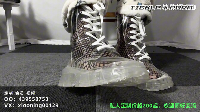 Chinese Tickling TK - Super Dirty White Socks Changing Black Fishnet Stockings