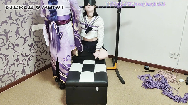 Chinese Tickling TK - Akiko's Foot Torture Schoolgirl On Tiger Bench