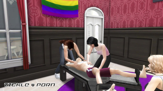 Tickling Animation - Macho Man Tickled Into Submission by Three Feminists